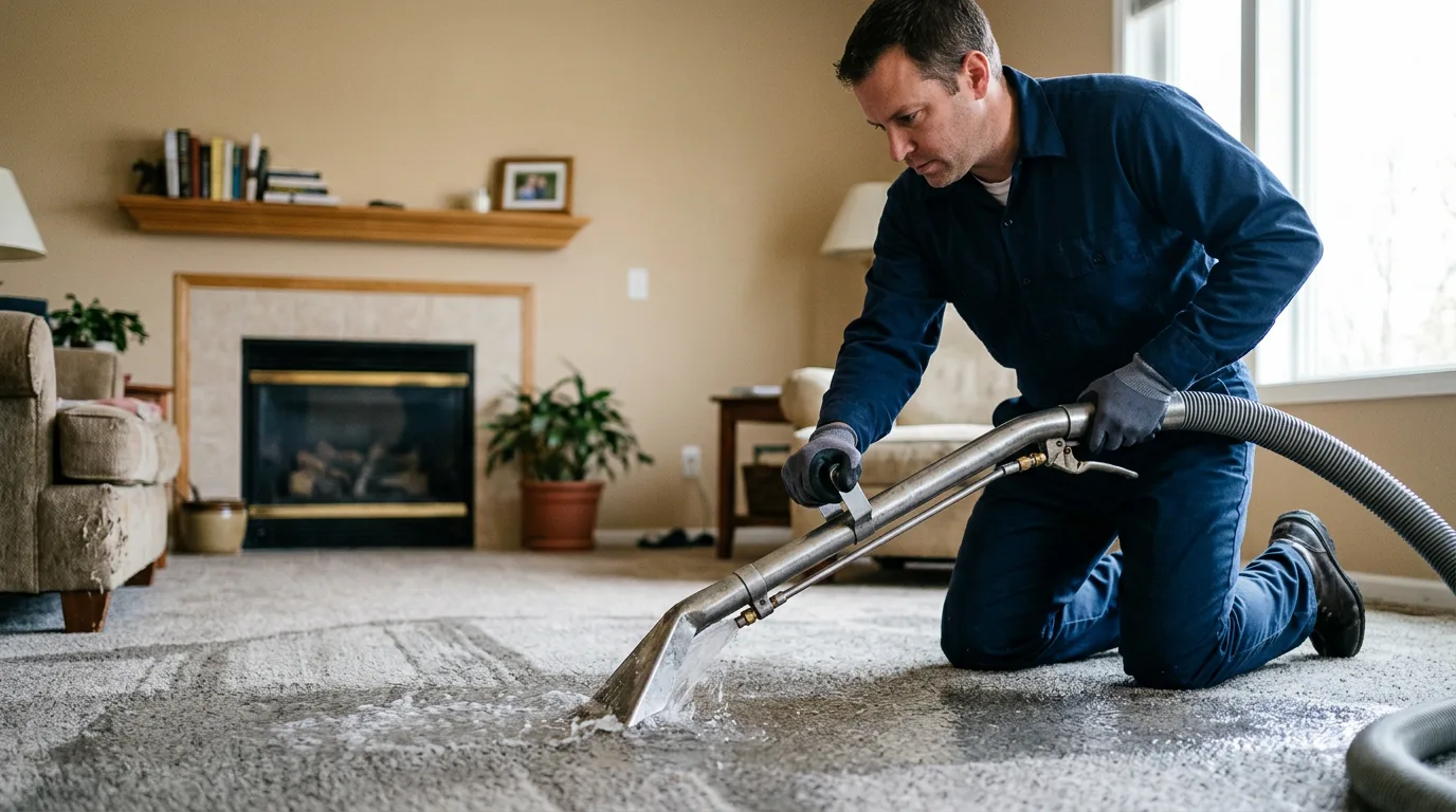 Water damage restoration technician working near Jenison, MI